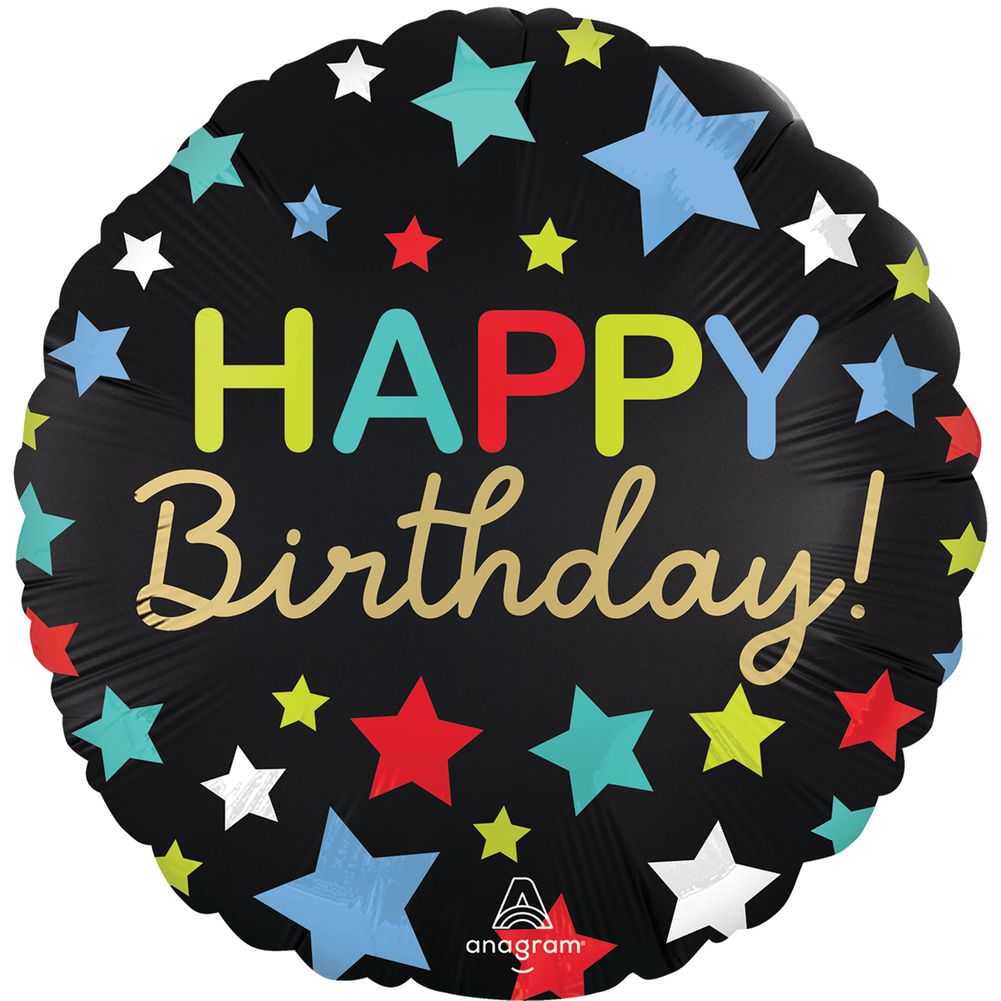 Happy Birthday Stars 18" Foil Balloon (1ct)