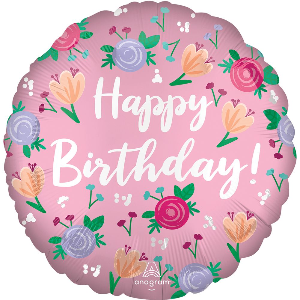 Happy Birthday Peony 18" Foil Balloon (1ct)