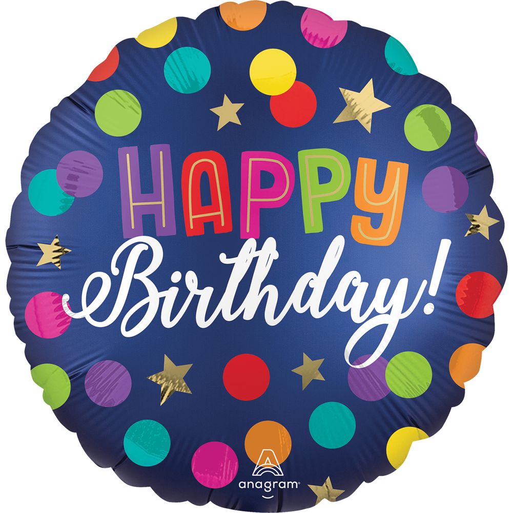 Happy Birthday Blue Confetti 18" Foil Balloon (1ct)