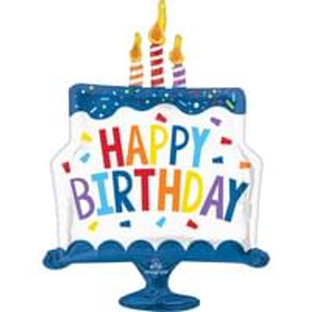 Happy Birthday Tiered Cake Super Shape Foil Balloon (1ct)