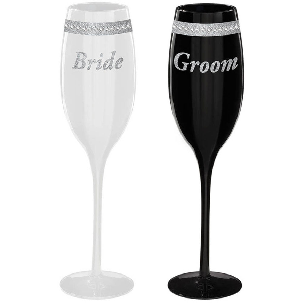 Bride & Groom Toasting Glasses