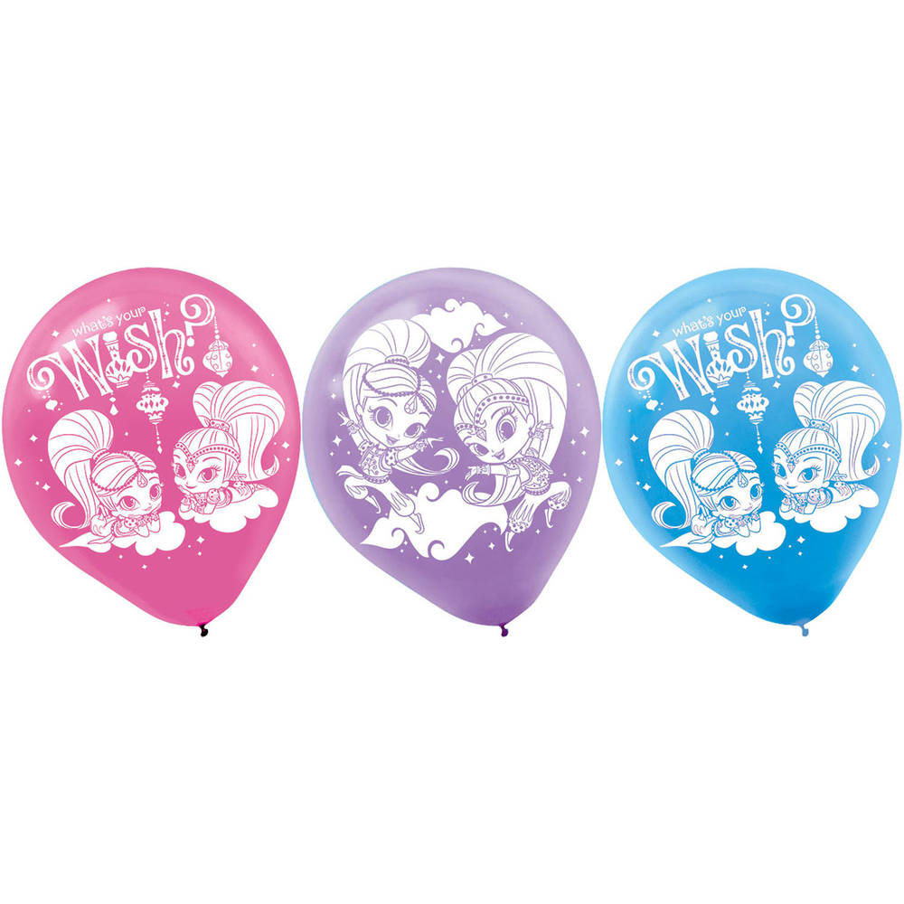 Amscan Shimmer and Shine, Pink, Purple, and Blue 12" Latex Balloons (6 ct)