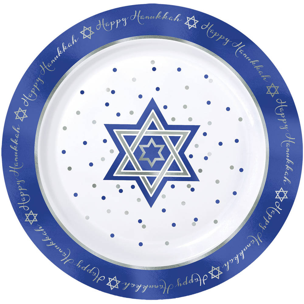 Happy Hanukkah Premium Plastic Banquet Plates (10 ct)