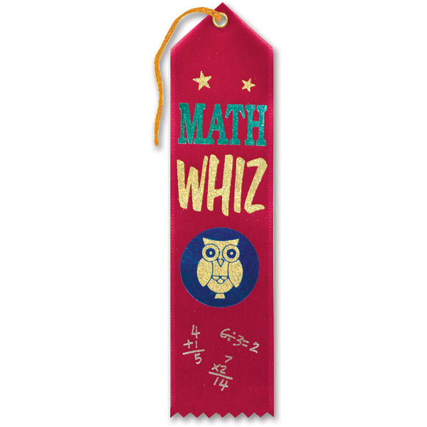Math Whiz Award Ribbon β US Novelty