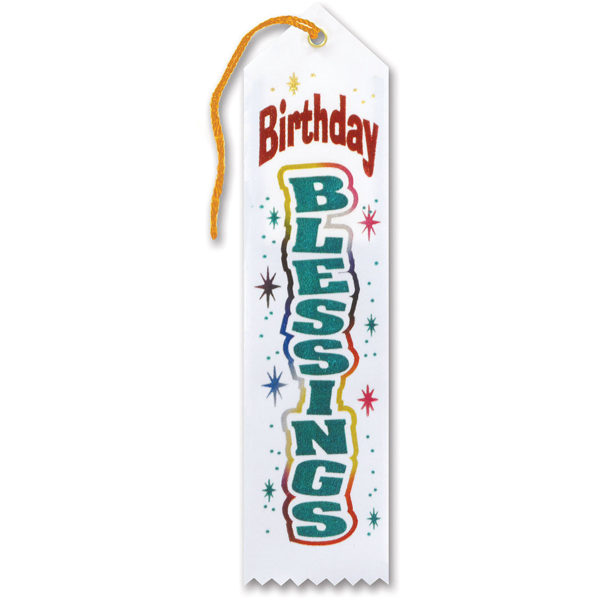 White Birthday Blessings Inspirational Ribbon