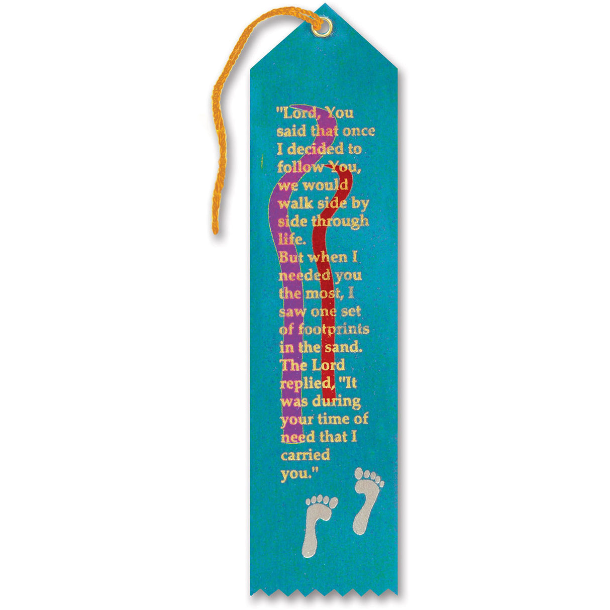 Footprints In The Sand Inspirational Ribbon