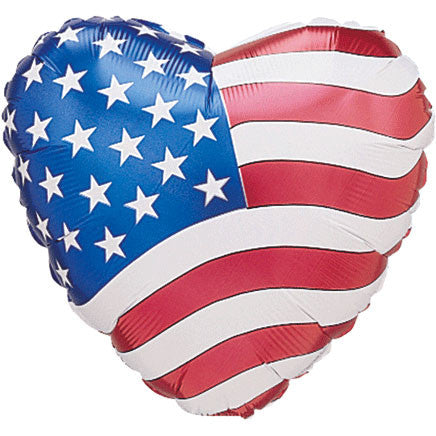 18" Patriotic Heart Shaped Foil Balloon