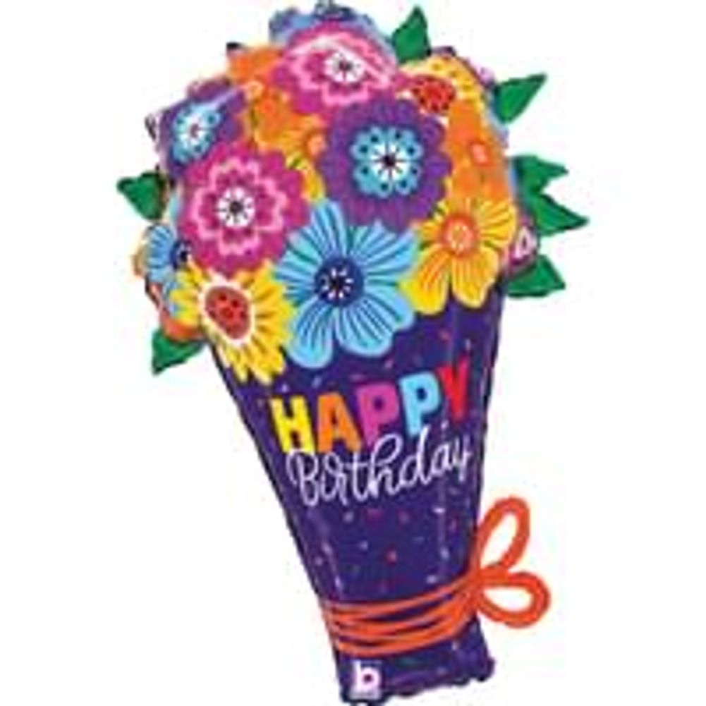 Bold Blooms Birthday Bouquet Super Shape 30" Foil Balloon (1ct)
