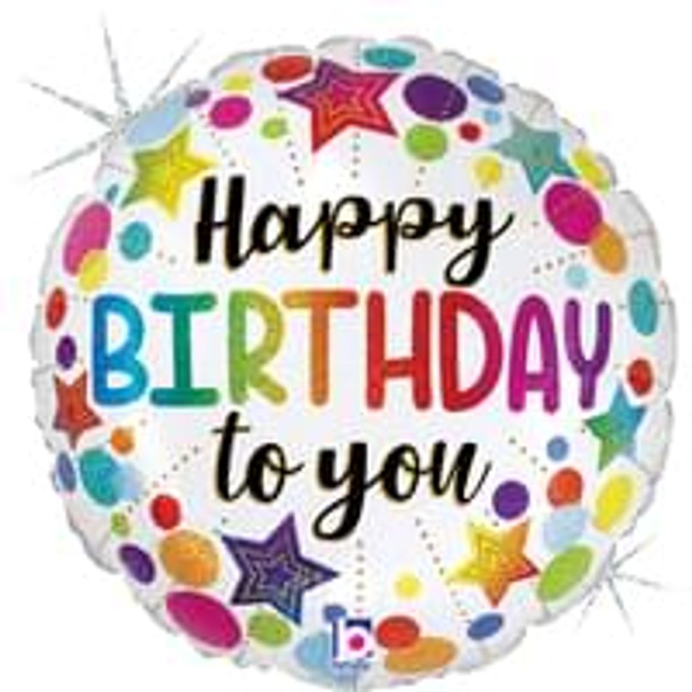 Birthday Stars and Dots Glitter Shape 18" Holographic Foil Balloon (1ct)