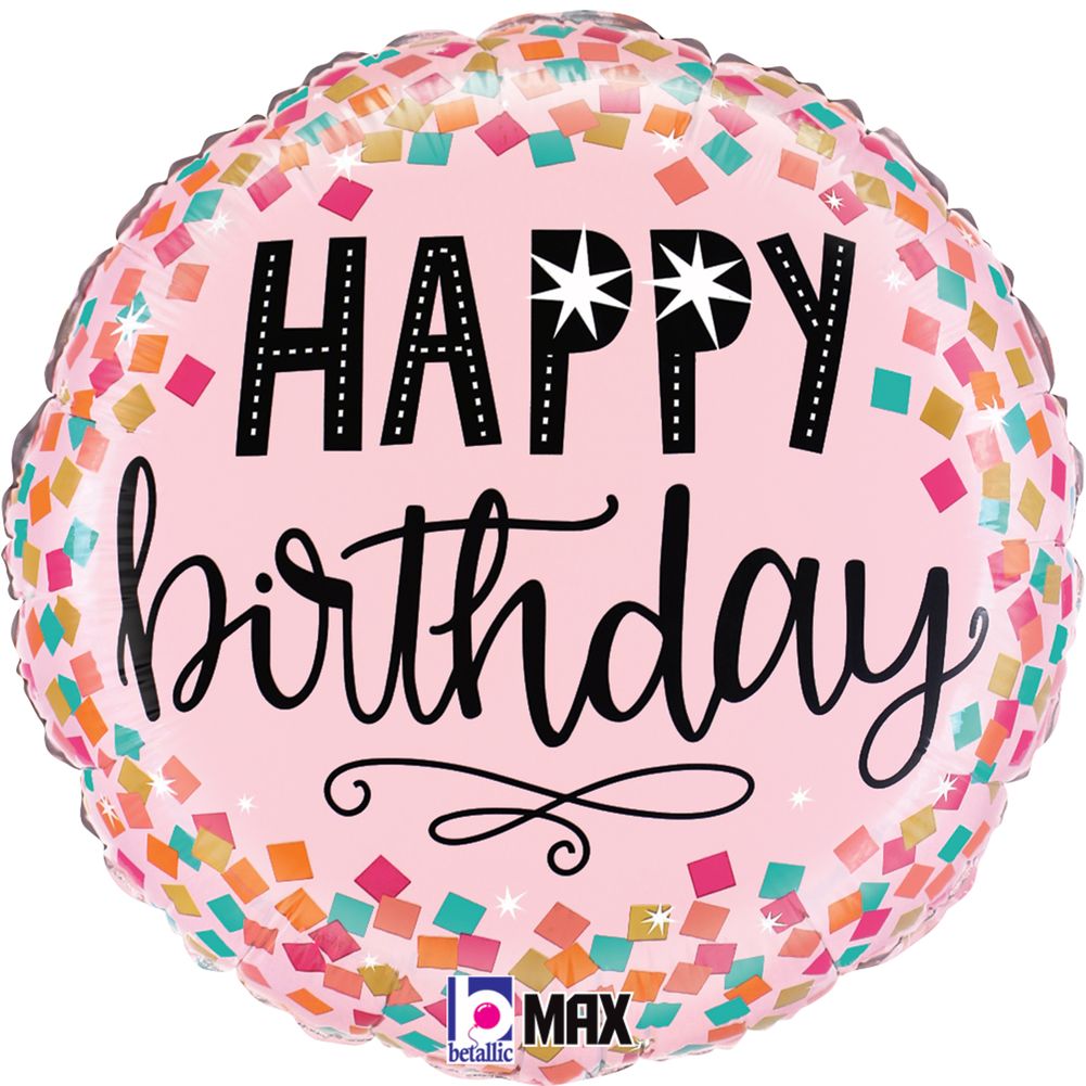 Pink Confetti Birthday 18" Foil Balloon (1ct)