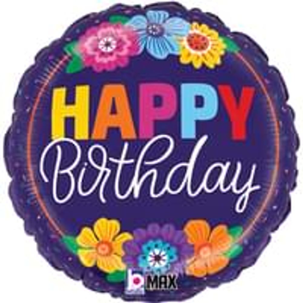 Bold Blooms Happy Birthday 18" Foil Balloon (1ct)
