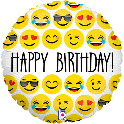 18" Emoji Birthday Foil Balloon