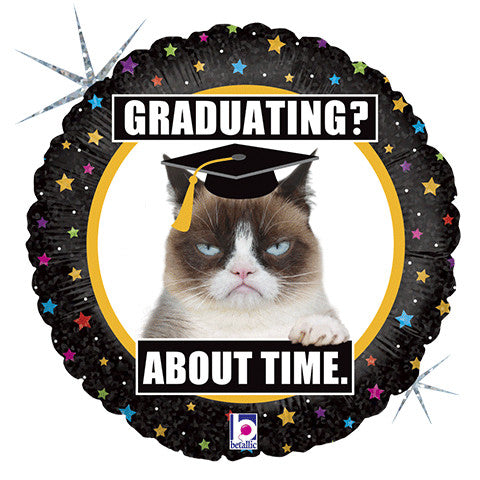 18" GRUMPY CAT GRADUATION HOLOGRAPHIC