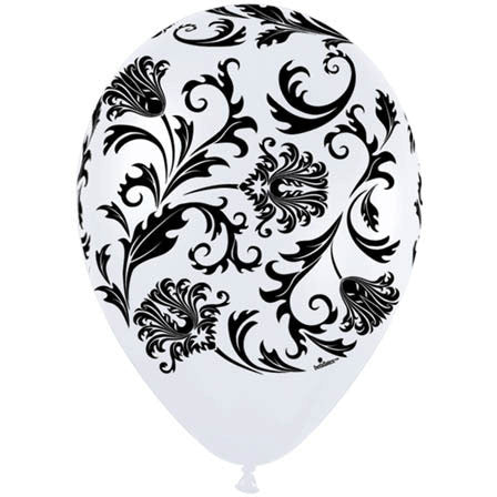 11" Damask Around Pearl White (50/bag)