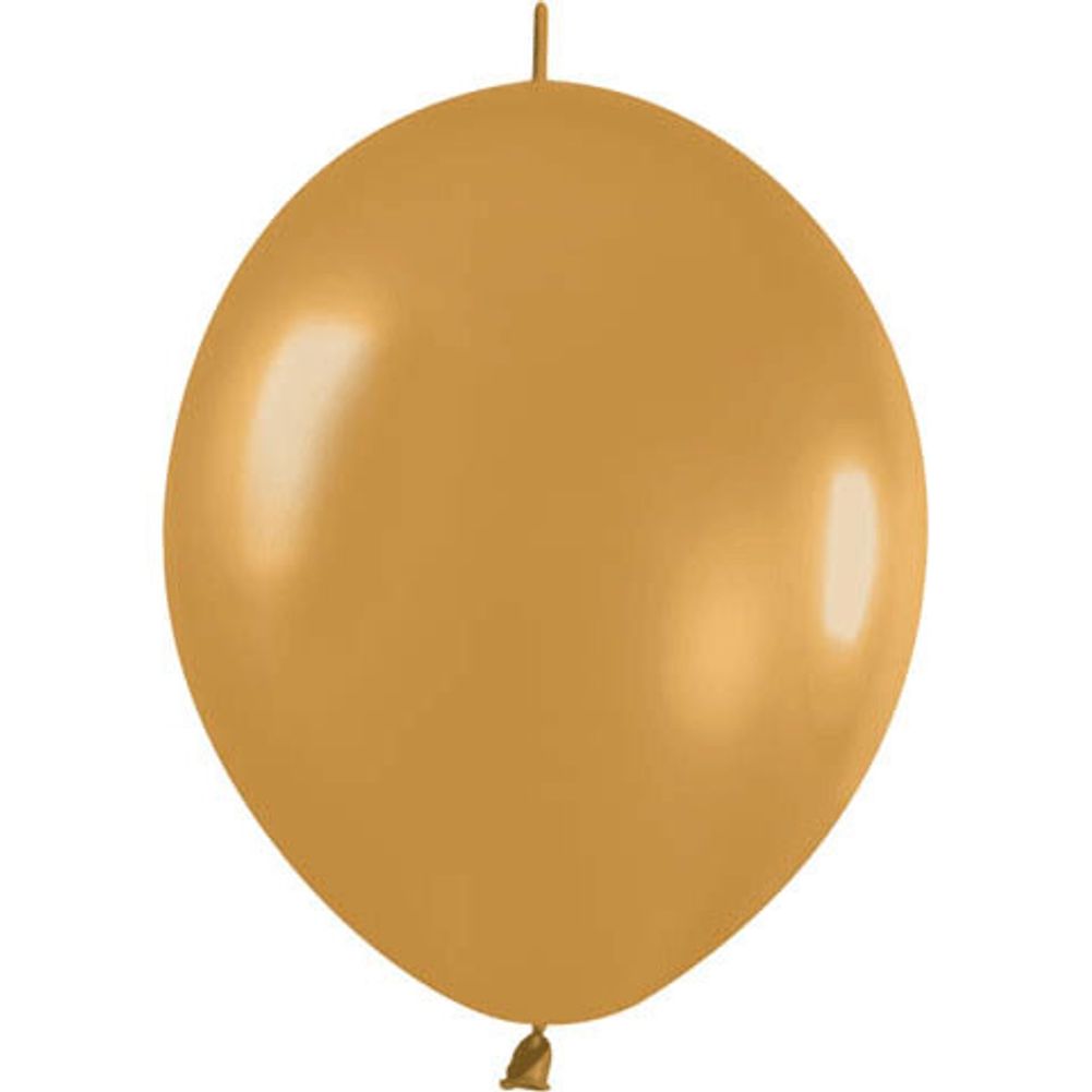 Sempertex 12" Metallic Gold Link-O-Loon Latex Balloons (50ct)