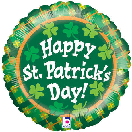 18" St. Patrick's Plaid Foil Balloon