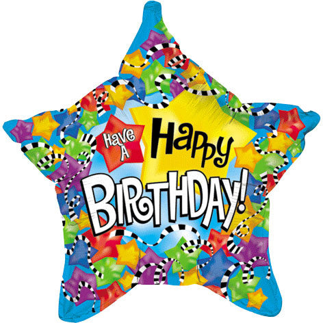19" Birthday Black & White Star Shape