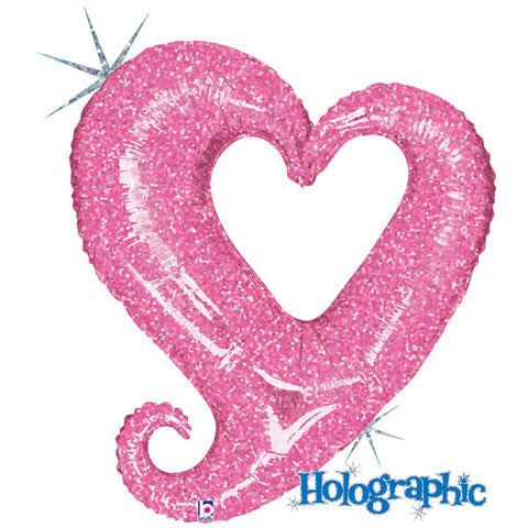 37"  Pink Chain Of Hearts Helium Shape Foil Balloon