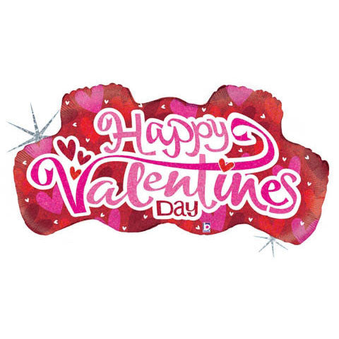 38" Ribbon Valentine's Day Holographic Helium Shape