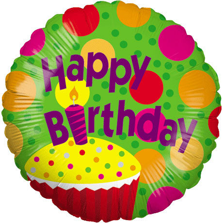 18" Birthday Cupcake & Dots