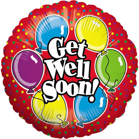 18" Get Well Red Betallic