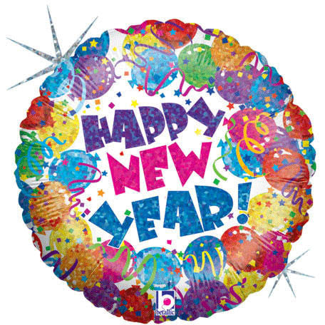 18" Party New Year Holographic Foil Balloon