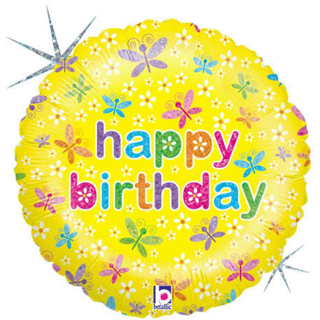 18" Spring Butterflies Birthday Holographic