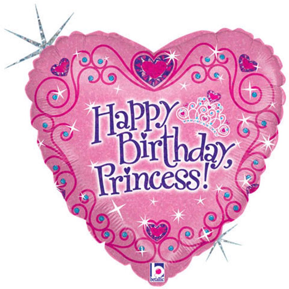 18" Birthday Princess Holographic Betallic