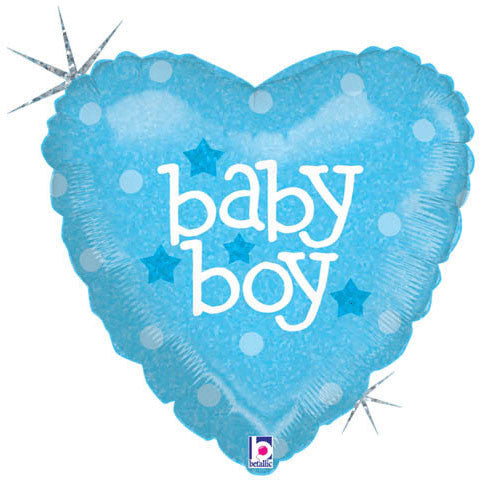 18" Baby Boy Heart Holographic