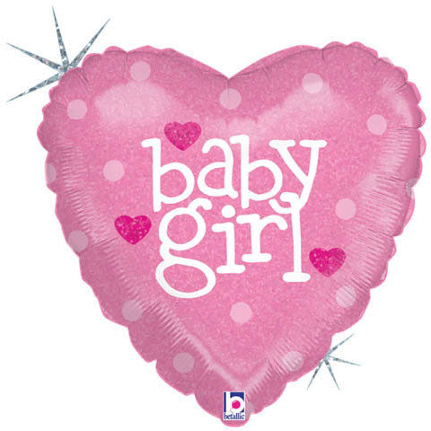 18" Baby Girl Heart Holographic