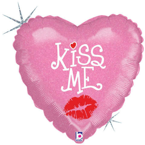 18" Kiss Me Smooch Holographic Foil Balloon