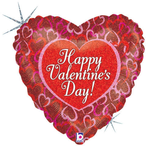 18" Linky Hearts Valentine Holographic Foil Balloon