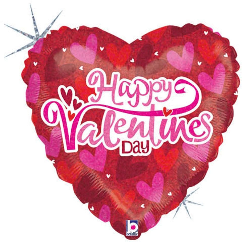 18" Ribbon Valentine's Day Holographic Foil Balloon