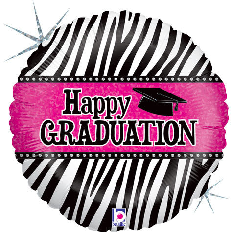 18" Graduation Zebra Stripes Holographic