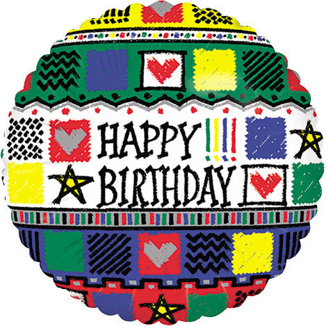 18" Birthday Scribbles Silverline