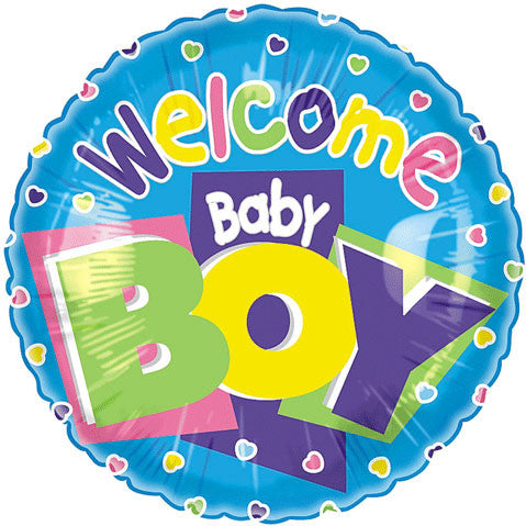 18" Welcome Baby Boy Silverline