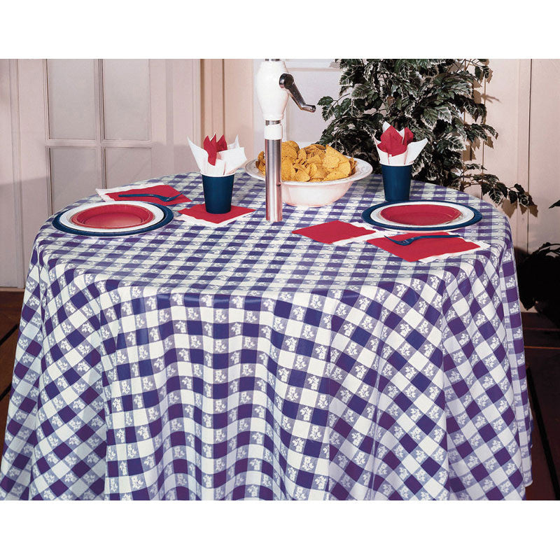 Blue Gingham Plastic Tablecover