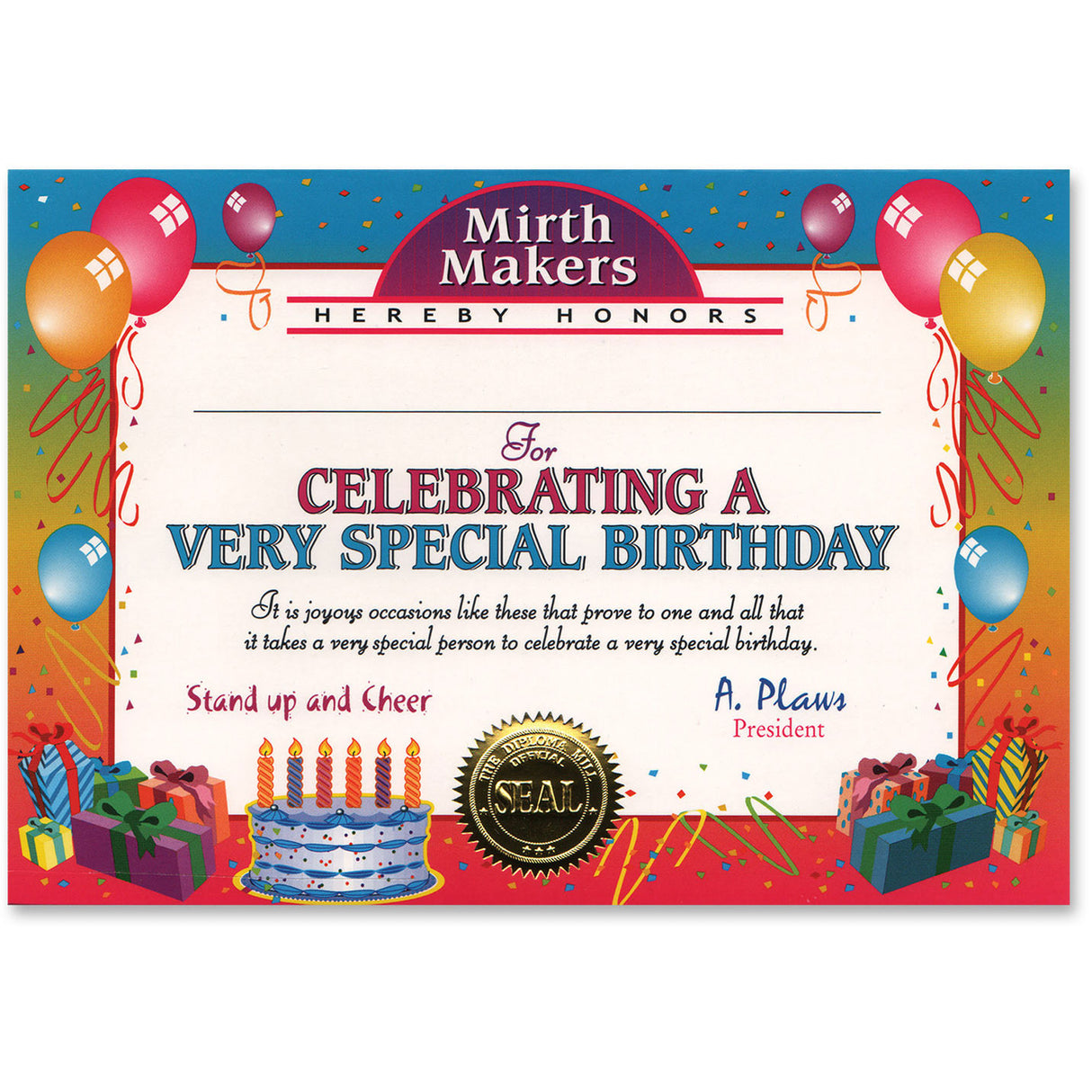 Very Special Birthday Certificate Greeting