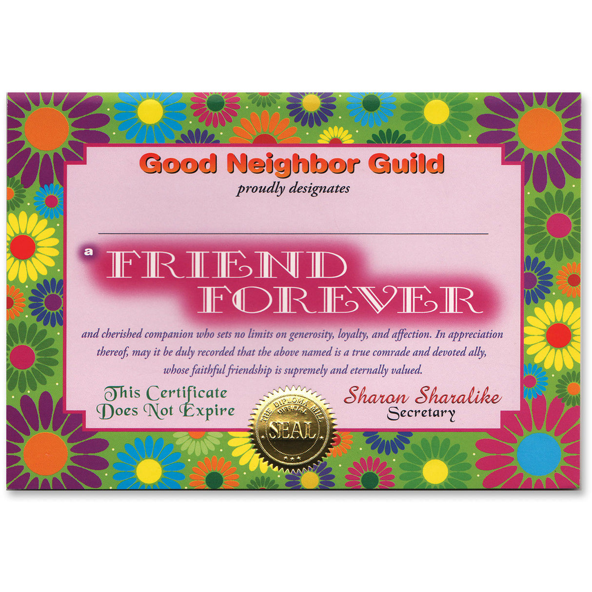 Friend Forever Certificate Gre