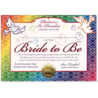 Bride To Be Certificate Greeti