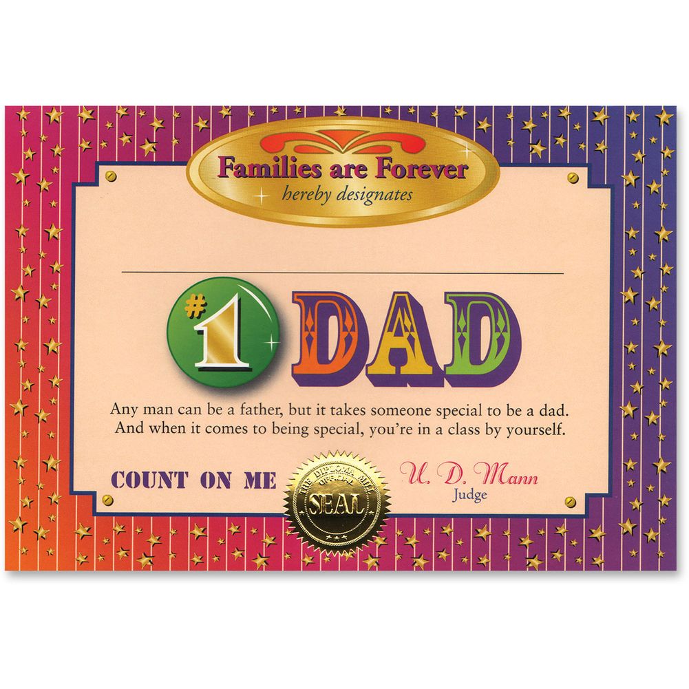 #1 Dad Certificate Greeting