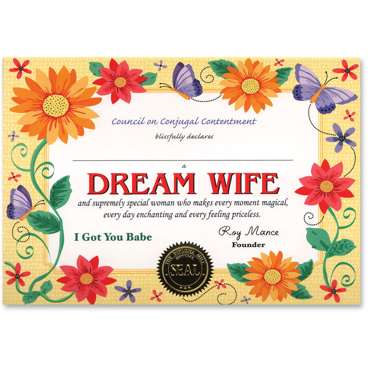 Dream Wife Certificate Greetin