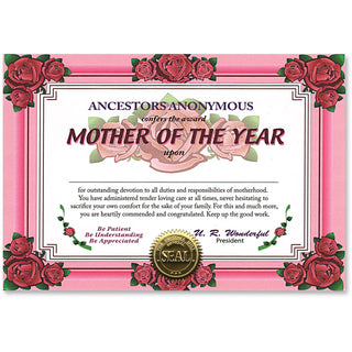 Mother Of The Year Certificate Greeting