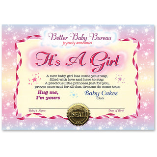 It's A Girl Certificate Greeting