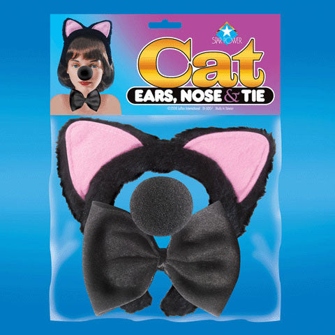 Cat Ears, Nose & Tie Set