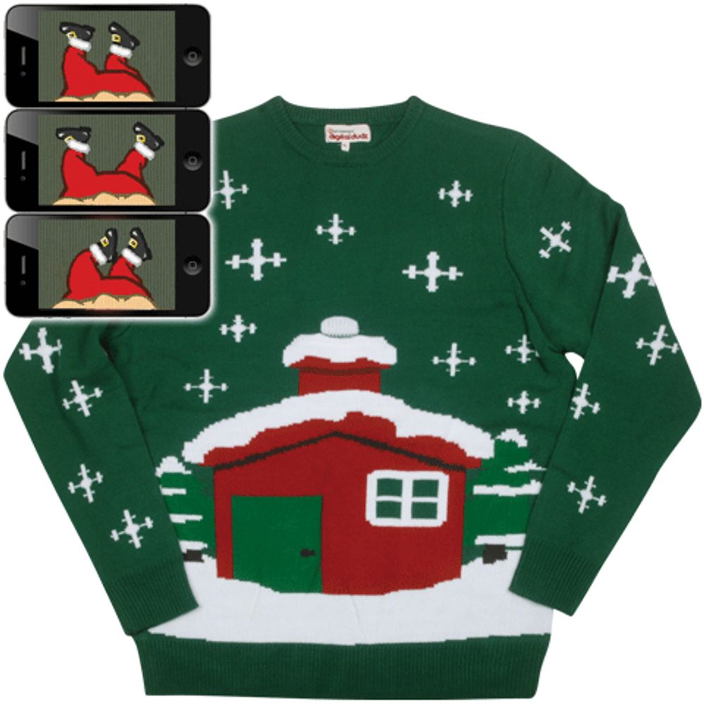 GREEN STUCK SANTA SWEATER LARGE
