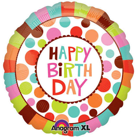18" Happy Birthday Dots Flat