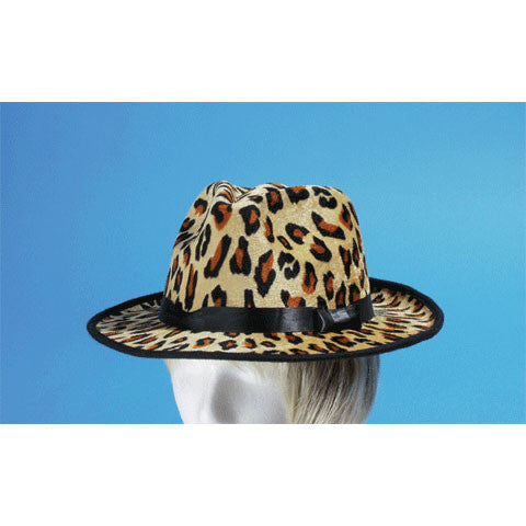 Yellow Leopard Velvet Fedora Hat