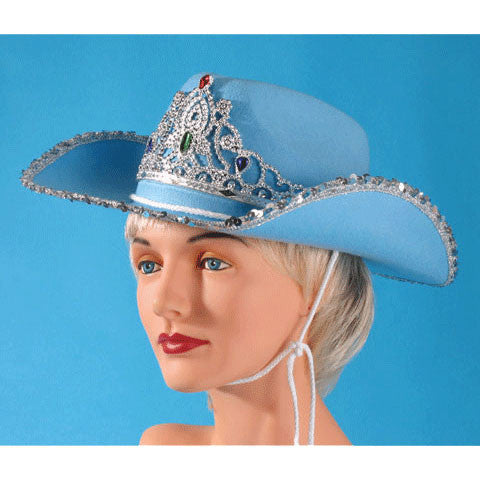 Cowboy Hat w/Sequins & Tiara Blue