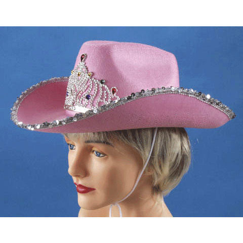 Cowboy Hat w/Sequins & Tiara Pink